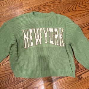 SHEIN Green "NEW YORK" Knit Sweater